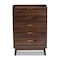 Baxton Studio Lena Mid-Century Walnut Brown Finished 5-Drawer Wood Chest 157-9535 - alternate 4
